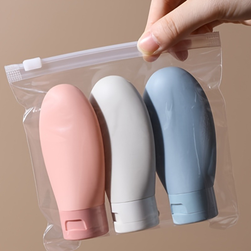 

3 Pcs Silicone Leak Proof Travel Bottles Carry On Refillable Squeezable Containers For Shampoo, Lotion, Toiletries