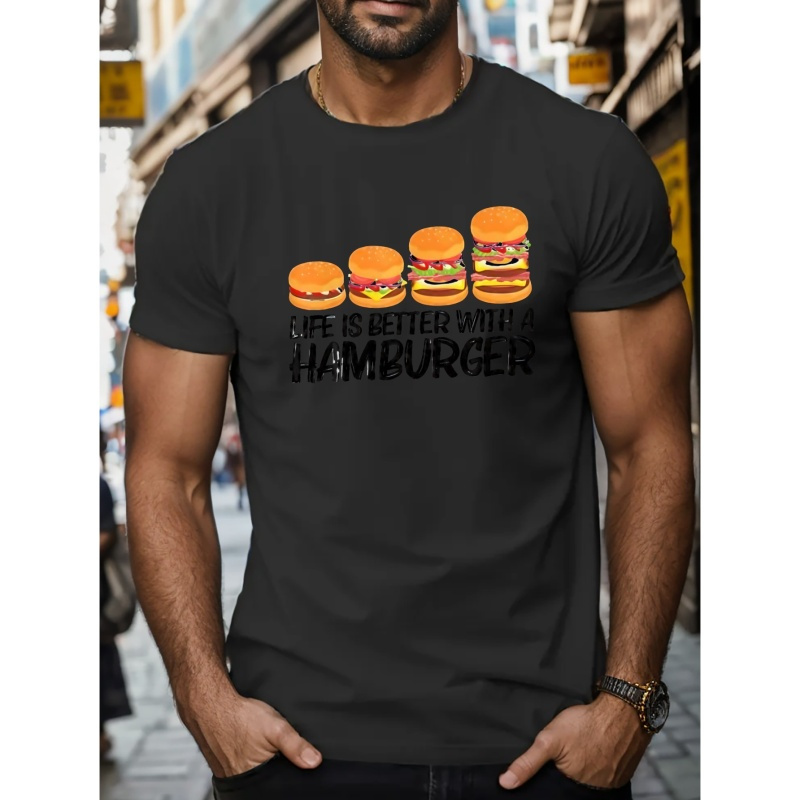 

Life Is Better With A Hamburg Print T Shirt, Tees For Men, Casual Short Sleeve T-shirt For Summer