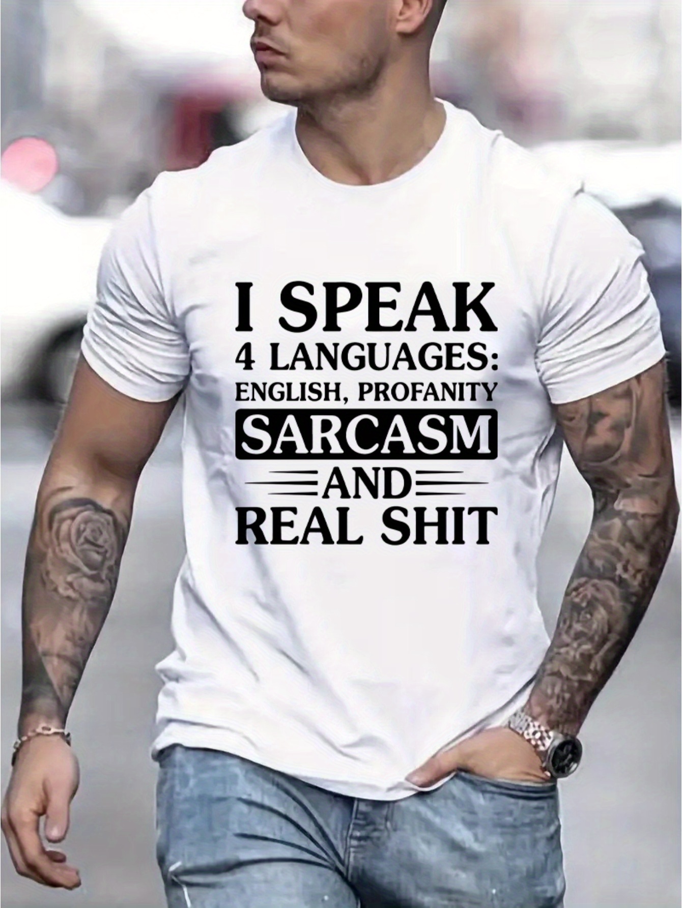 Men'S Casual Fashion Round Neck Pattern Short Sleeve T-Shirt