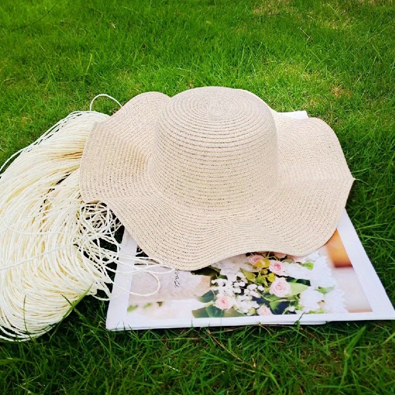 Sombrero Paja Ala Mujer Sombrero Playa Viaje Pascua - Temu