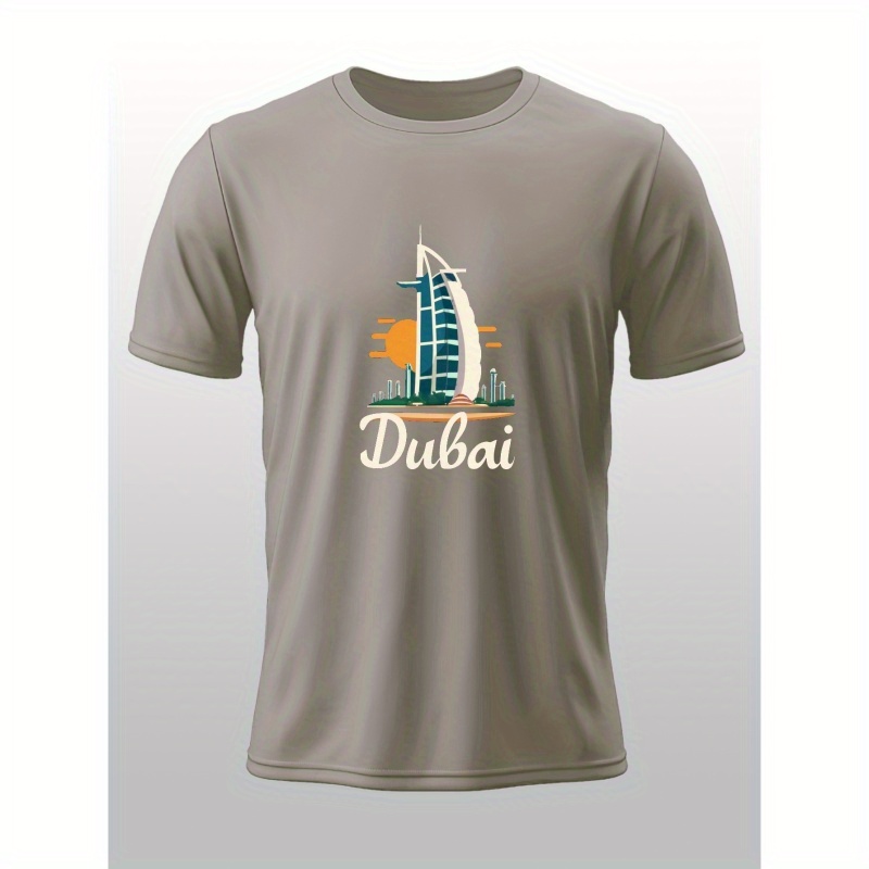 

Dubai Print T Shirt, Tees For Men, Casual Short Sleeve T-shirt For Summer