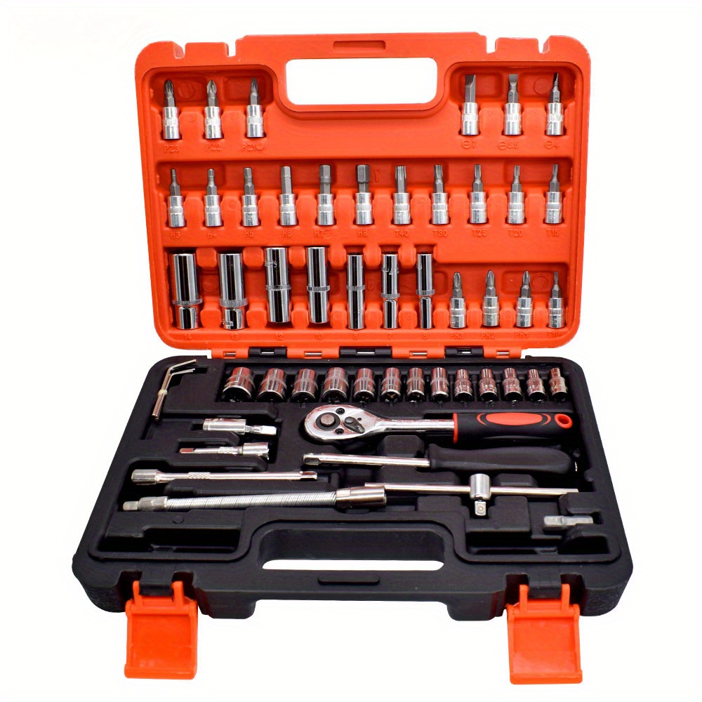 40/53pcs Auto-Reparatur-Werkzeug-Set,  Ratschen-Drehmomentschlüssel-Spanner-Schraubendreher-Steckschlüssel-Set  Combo-Tools-Kit