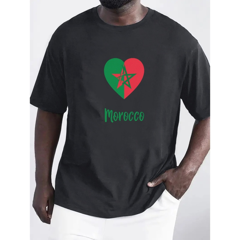 

T-shirt imprimé Maroc, T-shirts pour hommes, T-shirt à manches courtes décontracté pour l'été