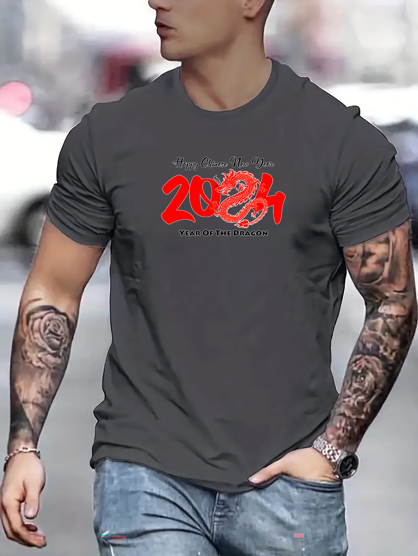 Happy Chinese New Year 2024 Dragon Graphic Print Men's Novel - Temu