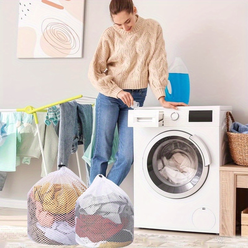 2pcs Mesh Laundry Bags For Socks, Machine Washable Drawstring Design,  Travel Mesh Laundry Wash Bags, White Drawstring Garment Washing Bags For  Laundry Storage, Home Dorm Hotel Travel Use
