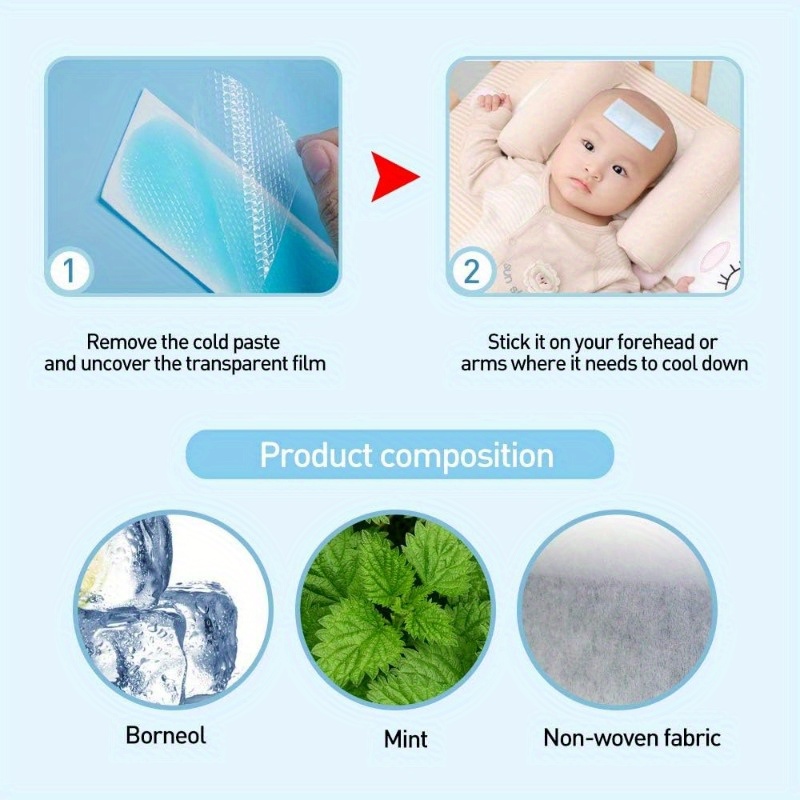 Safe Fever Cooling Gel Pad Baby Care Mint Fever Reducing Cool