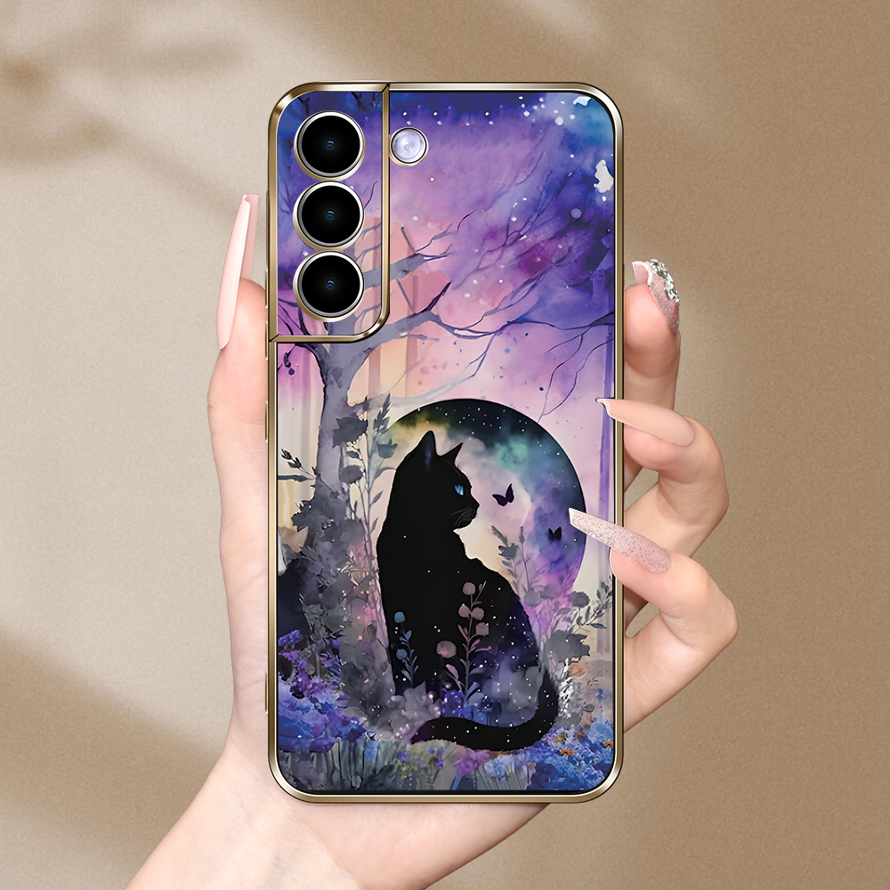 

Creative Cat Planet Pattern High-end Electroplating New Samsung Phone Case For S23ultra/s23/a24/a34/a54/a12/a52/a23/a51/a32/a33/a13/s21/s22/s21fe/s20fe/a52/s10+/s22ultra Anti-fall Phone Case