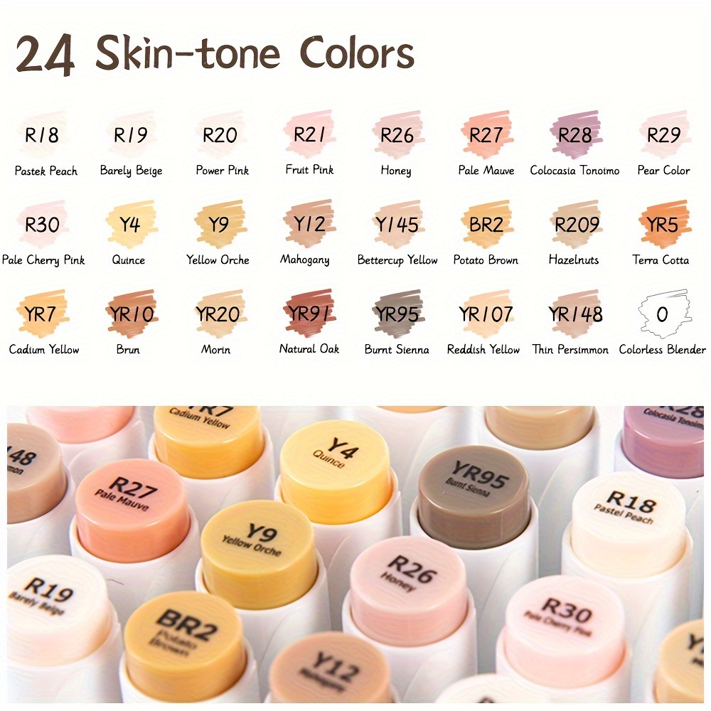 24 Colors Skin Tone Alcohol Markers Set, Dual Tip Drawing Markers, Suitable  For Painting, Illustration, Portrait, Cartoon Comic Coloring, Markers For Office  Supplies, High-quality & Affordable