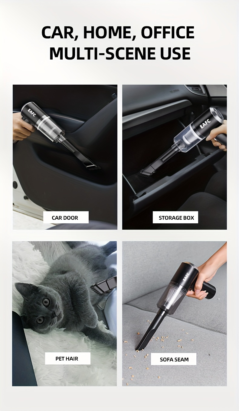 multi functional portable car vacuum type c rechargeable handheld car vacuum powerful suction vacuum cleaner household pet hair vacuum cleaner details 6