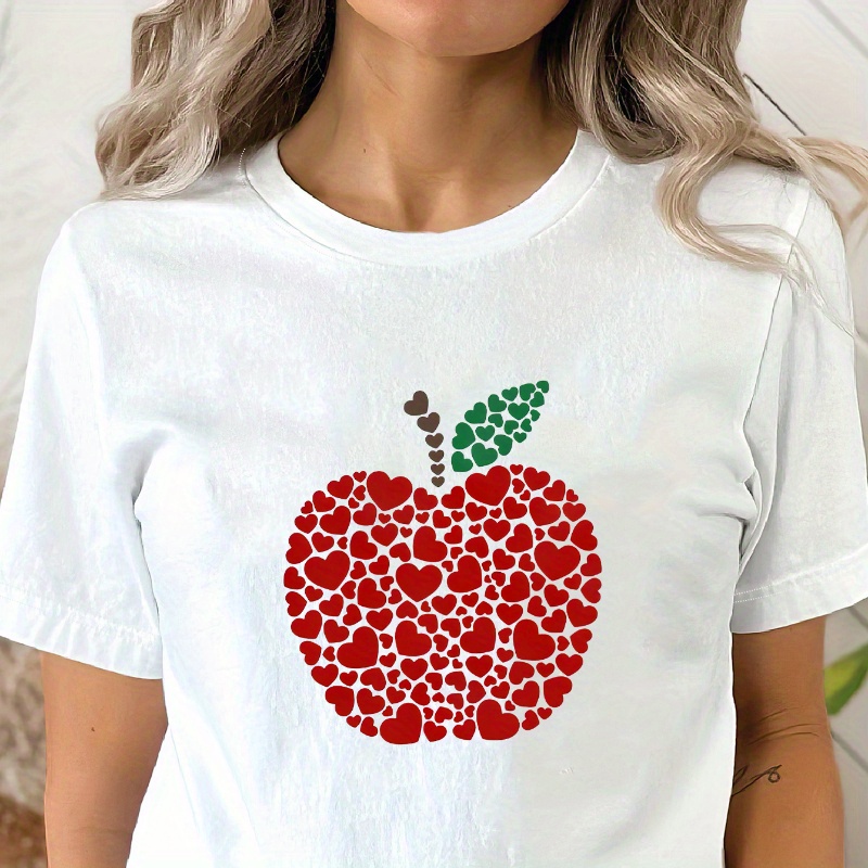 

Graphic Print T-shirt, Short Sleeve Crew Neck Casual Top For Summer & Spring, Women's Clothing