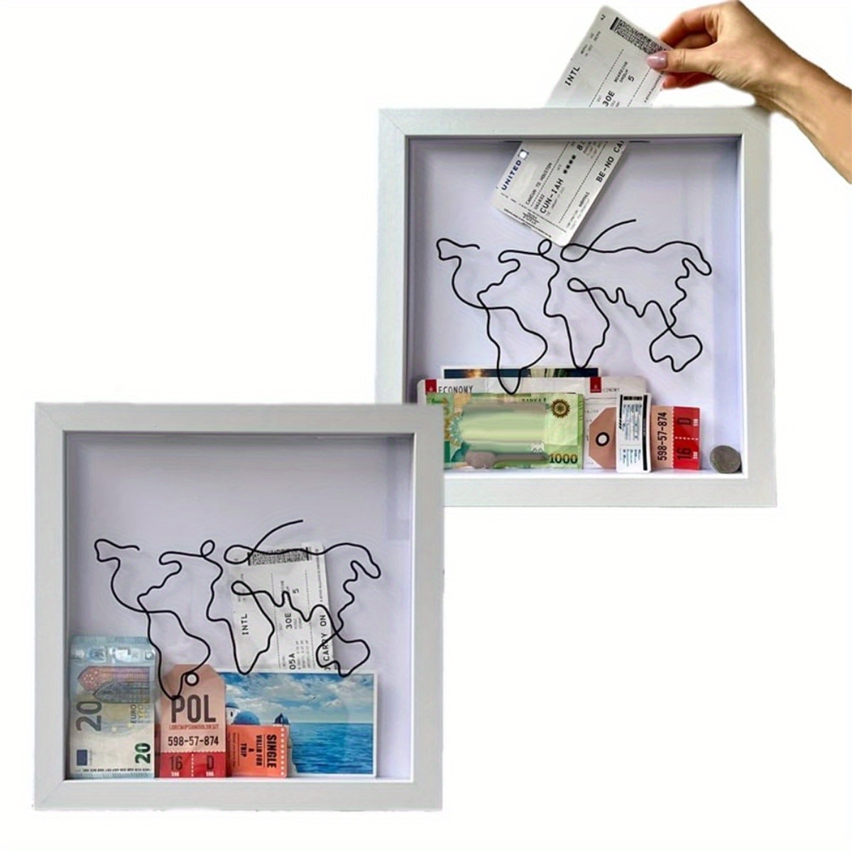 Shadow Box Picture Frame With Linen Board Deep Wood Glass - Temu