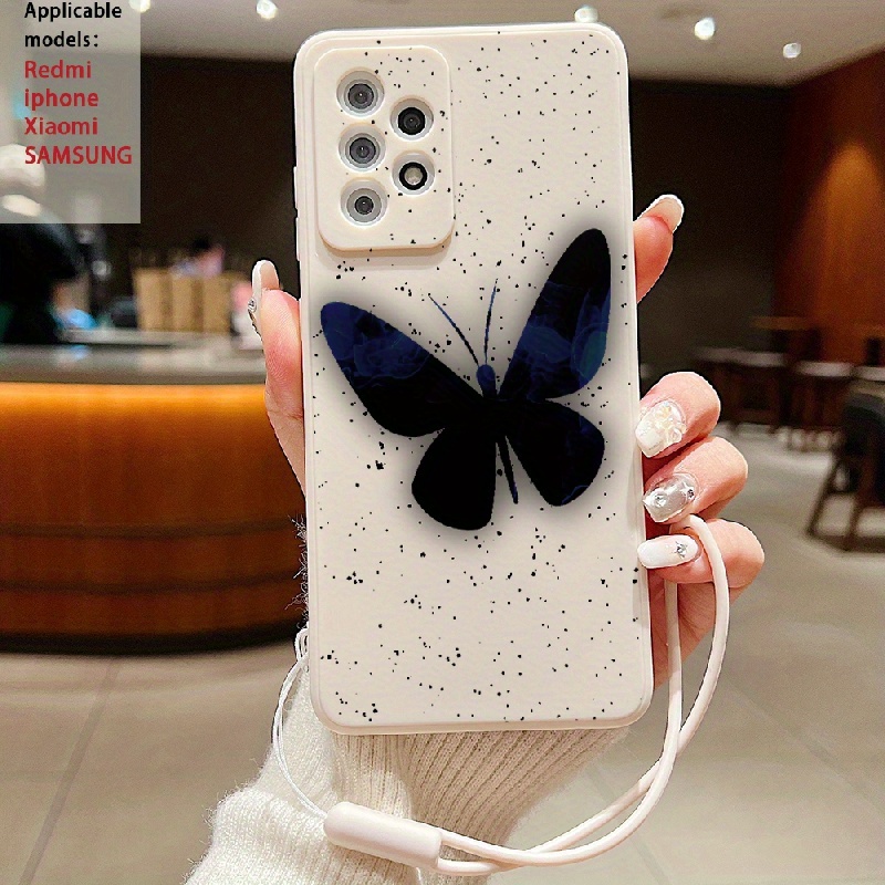 

Cute Simple Precision Control Straight Edge Suitable For Samsung A13/a72 Phone Case, Anti-fall Painted With Hand Rope, White