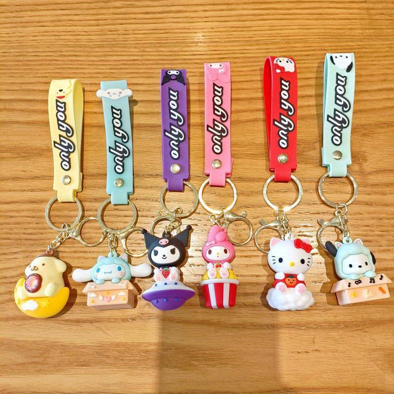 Kawaii peluche Sanrio porte-clés cannelle jouets en peluche Anime peluche  porte-clés pendentif pour sac dessin animé Sanrio accessoires cadeaux 