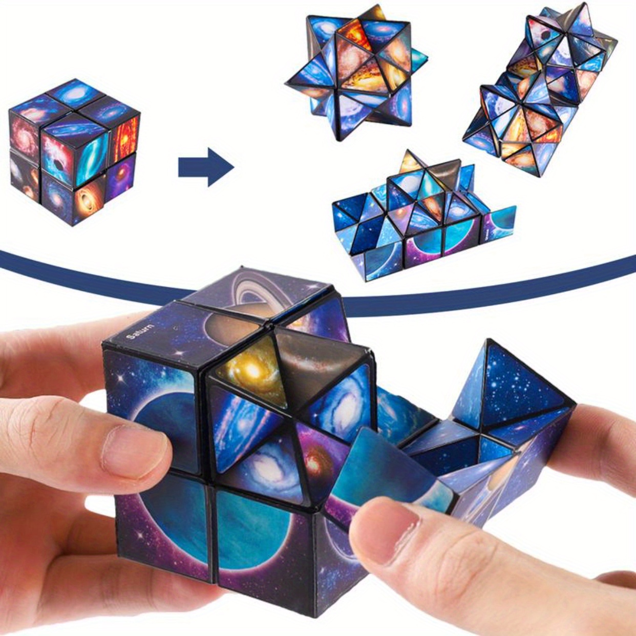 ZMao Intéressant Géométrie Variable Magnétique Rubik Cube Anti-stress 3D  Handflip Puzzle Rubik Cube Décompression Jouet éducatif pour enfants -  Motif