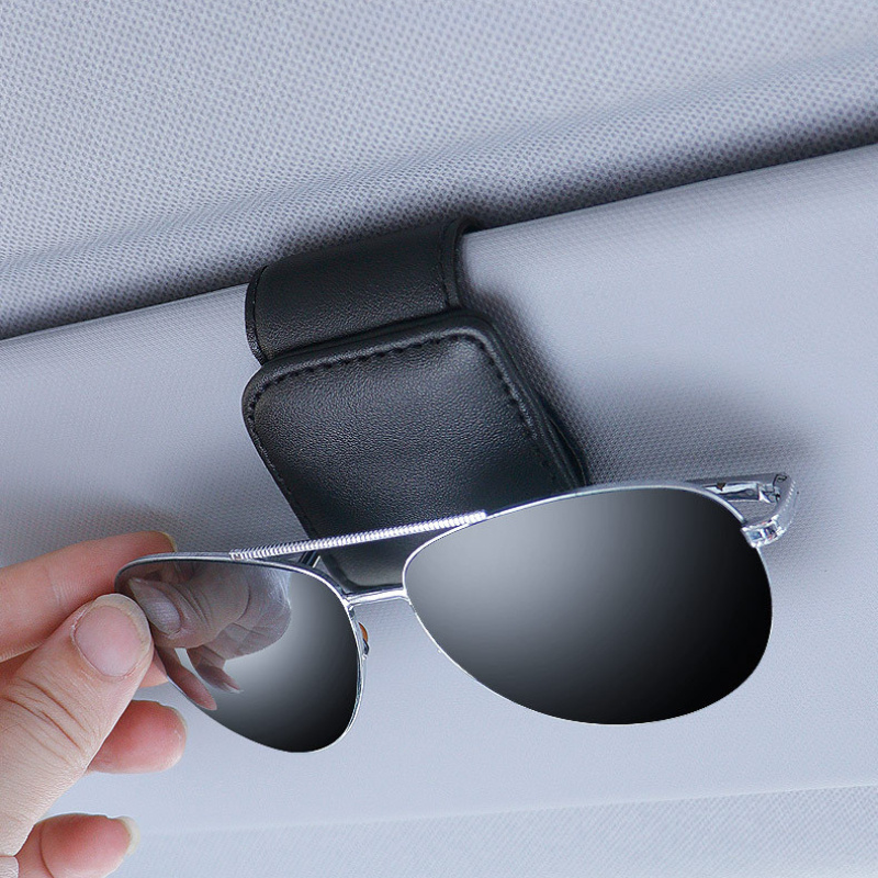 Sunglasses Holder Car Sun Visor Pu Leather Glasses Storage - Temu