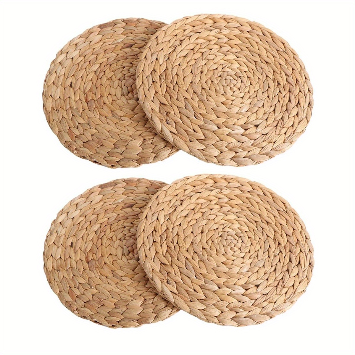 

2/4/6pcs Placemats, Natural Water Hyacinth Weave Placemats, Round Braided Rattan Tablemats, Protecting Your Furniture From Water Rings And Stains