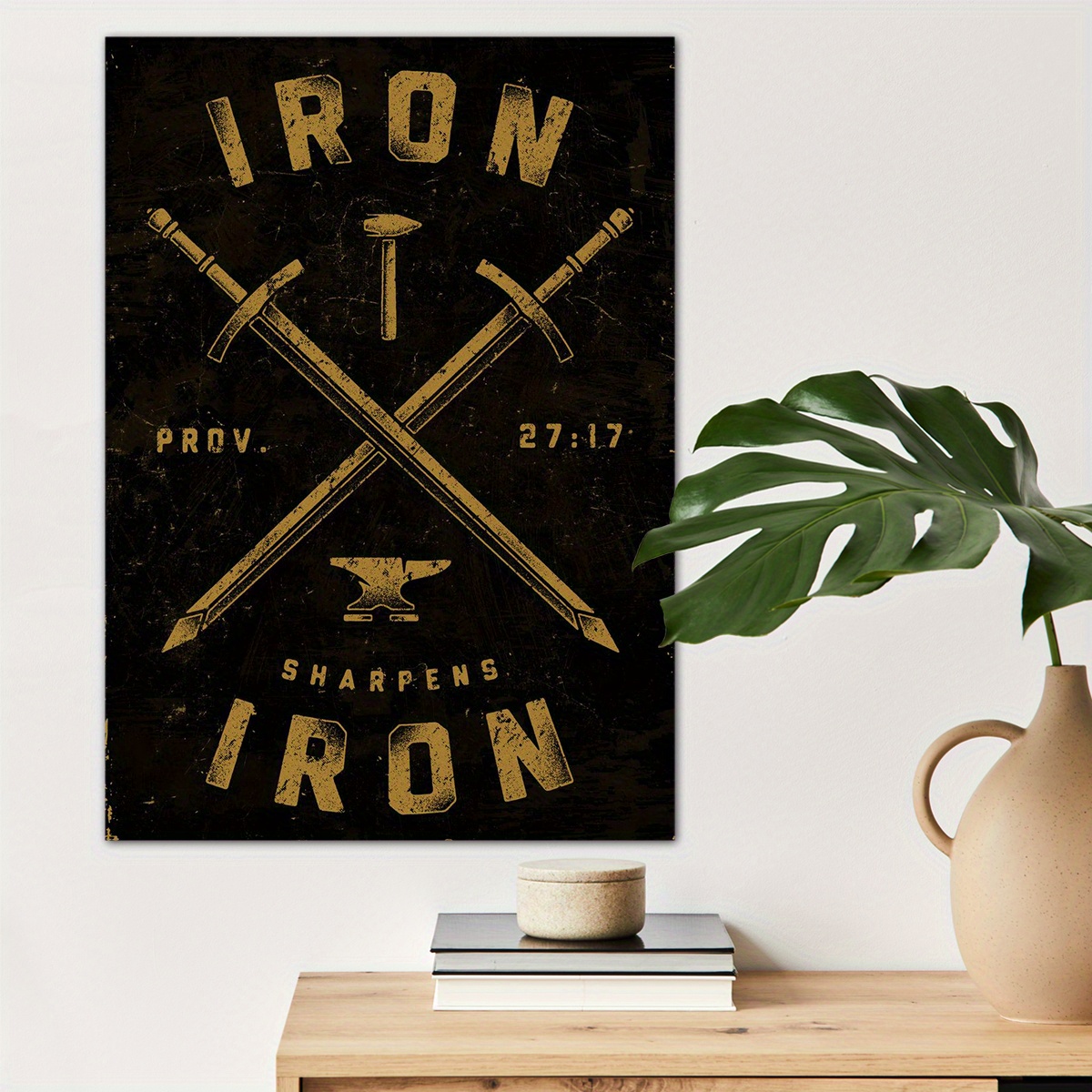 

1pc Iron Sharpens Poster Canvas Wall Art For Home Decor, High Quality Poster Wall Decor Canvas Prints For Living Room Bedroom Kitchen Office Cafe Decor, Perfect Gift And Decoration