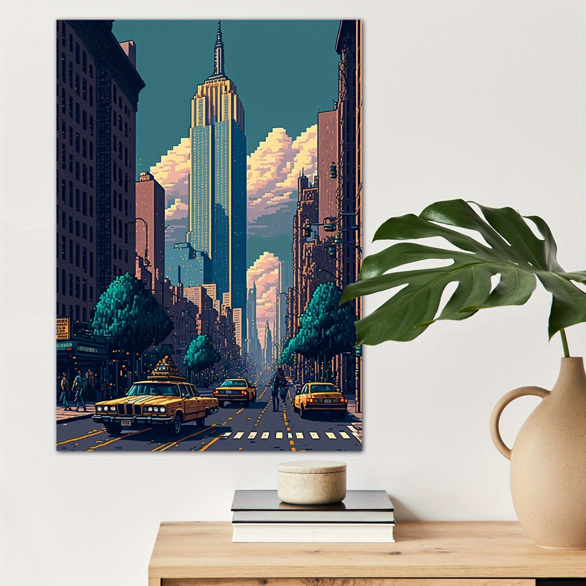 

1pc New York Pixel Art Poster Canvas Wall Art For Home Decor, High Quality Poster Wall Decor Travel Lovers Canvas Prints For Living Room Bedroom Kitchen Office Cafe Decor, Perfect Gift And Decoration