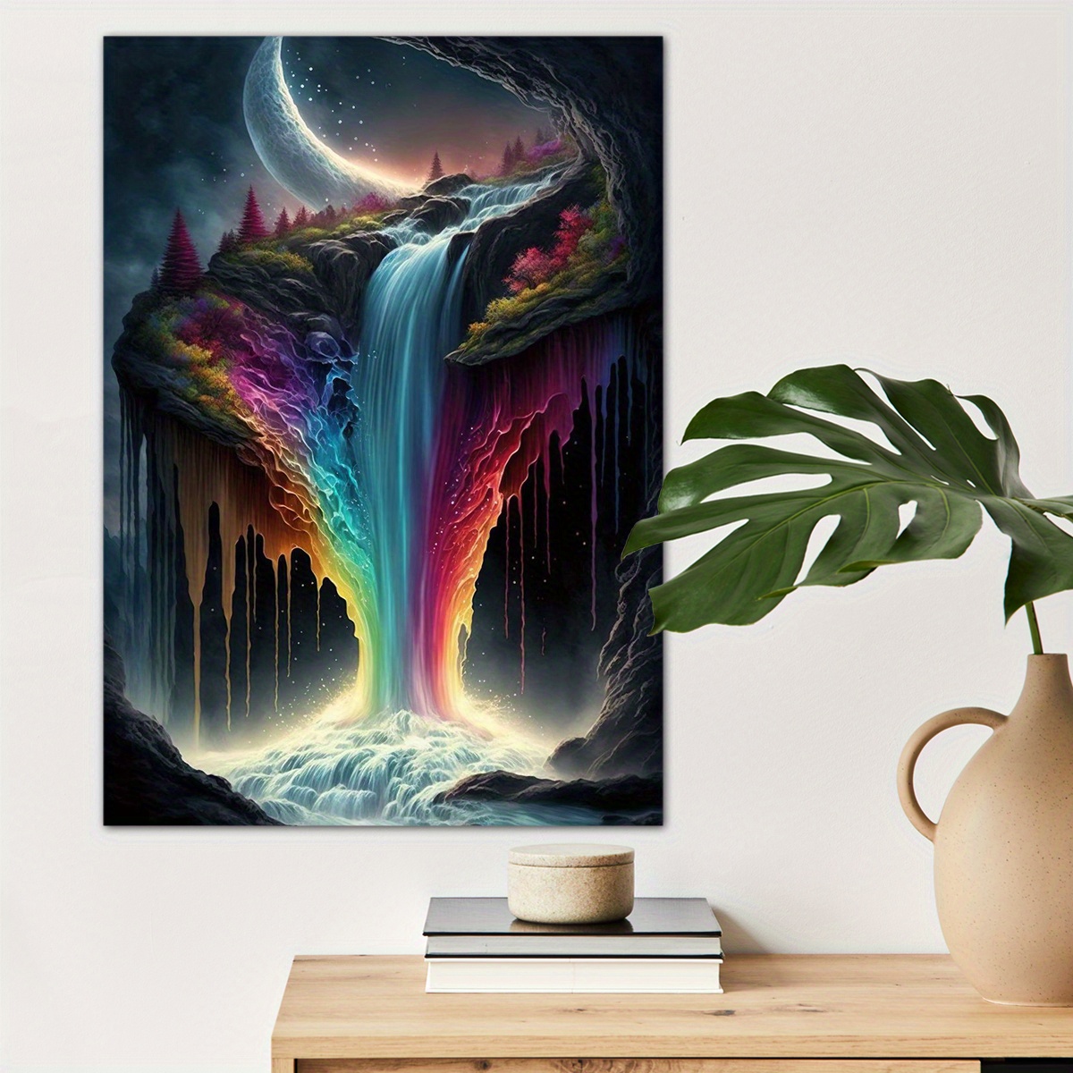

1pc Rainbow Waterfall Poster Canvas Wall Art For Home Decor, Fantasy Poster Wall Decor High Quality Canvas Prints For Living Room Bedroom Kitchen Office Cafe Decor, Perfect Gift And Decoration