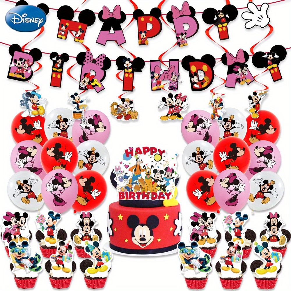 Suministros para fiesta de cumpleaños de Minnie Mouse | Decoraciones de  fiesta de Minnie Mouse | Suministros de fiesta de Minnie Mouse | Sirve a 16