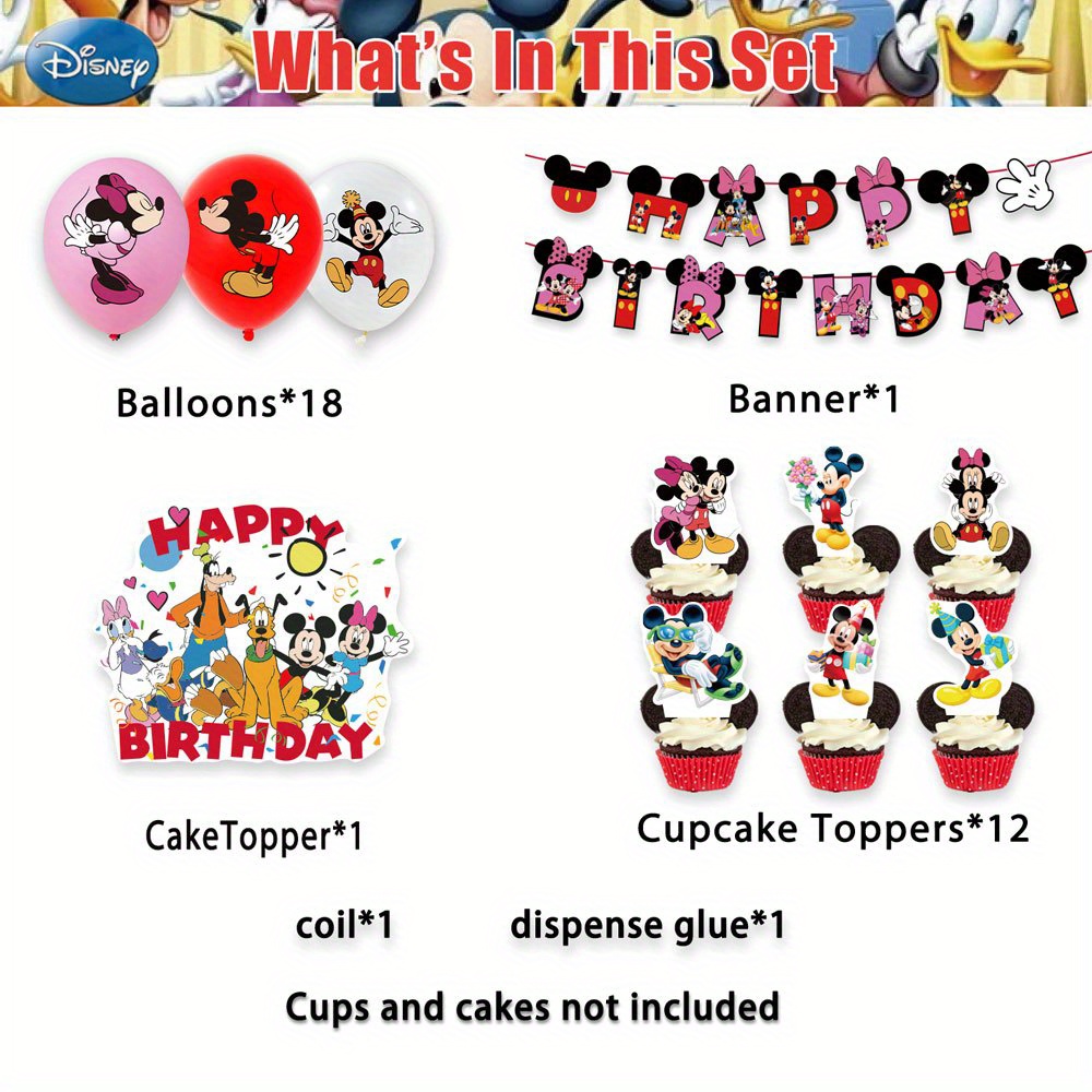 Mickey Mouse Globos Banner Topper Decoracion Para Cumpleaños De Niños 2 Años  Set
