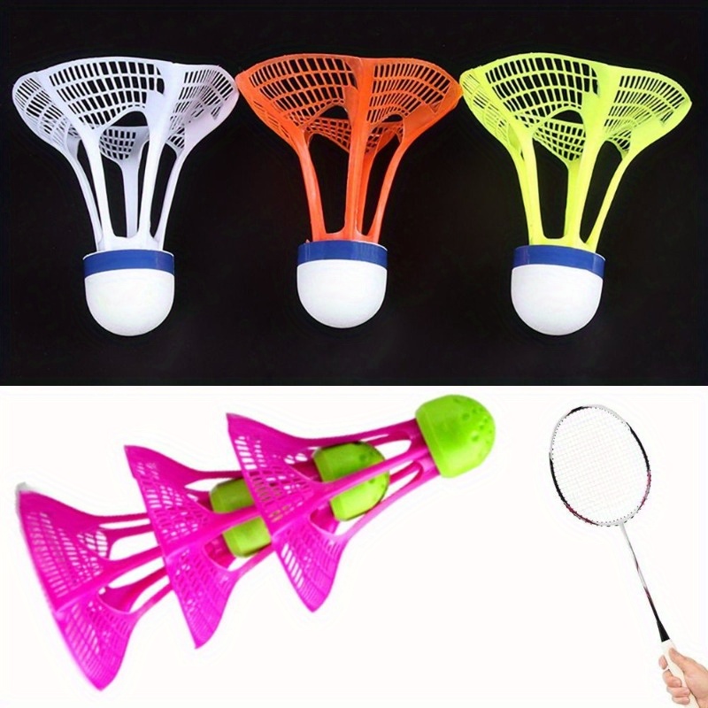 

3pcs Windproof Badminton Shuttlecock For Training, Multicolor Nylon Badminton, For Outdoor Sport