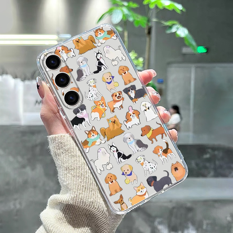 

Luxury Shockproof Clear Puppies Pattern Phone Case For Samsung Galaxy S23 S23 Ultra S20 S20+ S20 Fe S21 Fe 5g S22 S22+ Galaxy A14/a23/a32 55g/a52/a54 5g Phone Case Silicone Transparent Back Cover