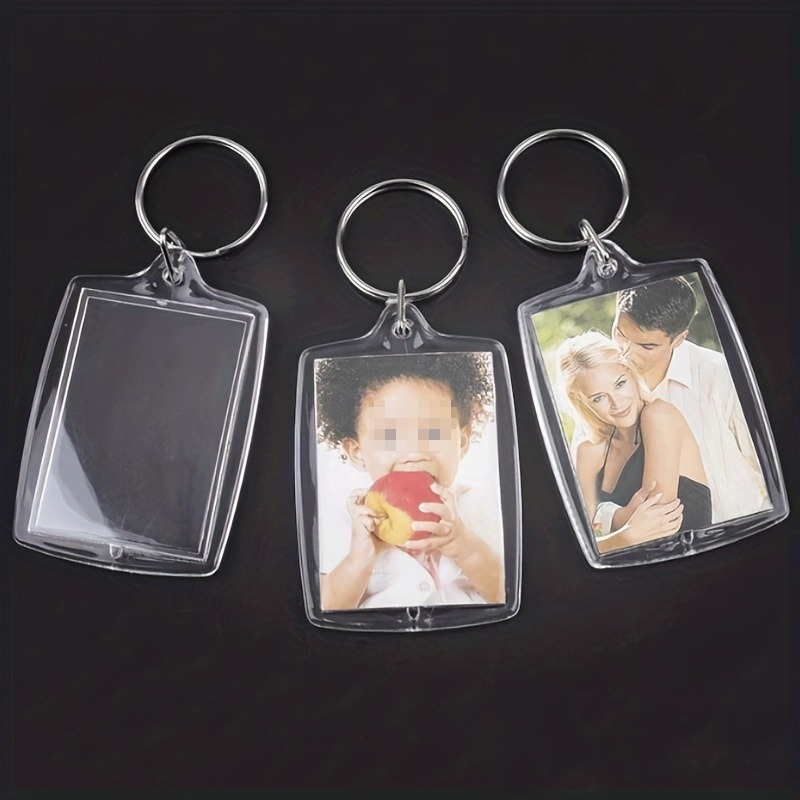 Picture Frame Key Chains Lot of 12 Clear Acrylic Photo Transparent Keychains