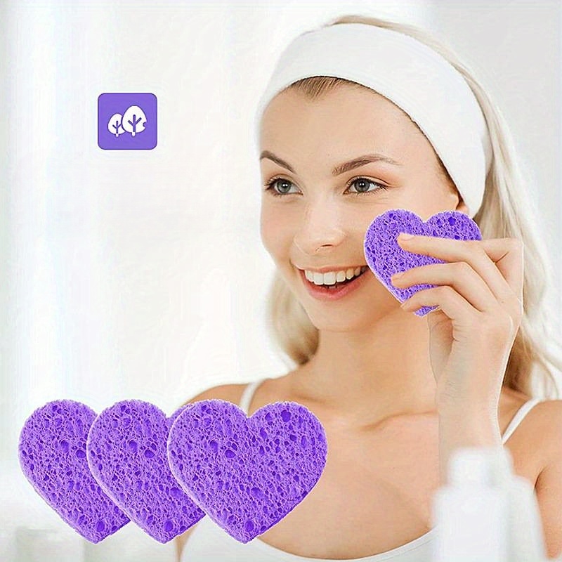 5pcs Compressed Facial Sponges for Cleansing, Individually Wrapped Heart-shaped  Natural Cellulose Exfoliator Sponge Disposable Sponge Pads for Face  Cleansing, Cosmetic, Spa, Makeup Remover