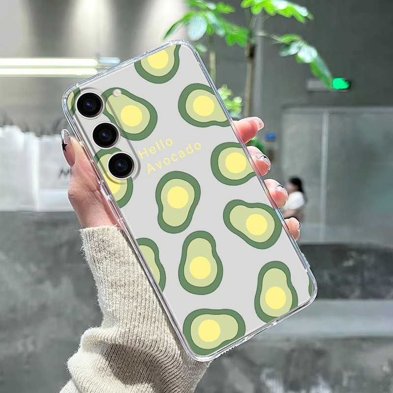 Luxury Shockproof Clear Pattern Green Avocado Pattern Phone Case Silicone  Ultra-thin Bumper Transparent Back Cover for SamSung for Galaxy S/*