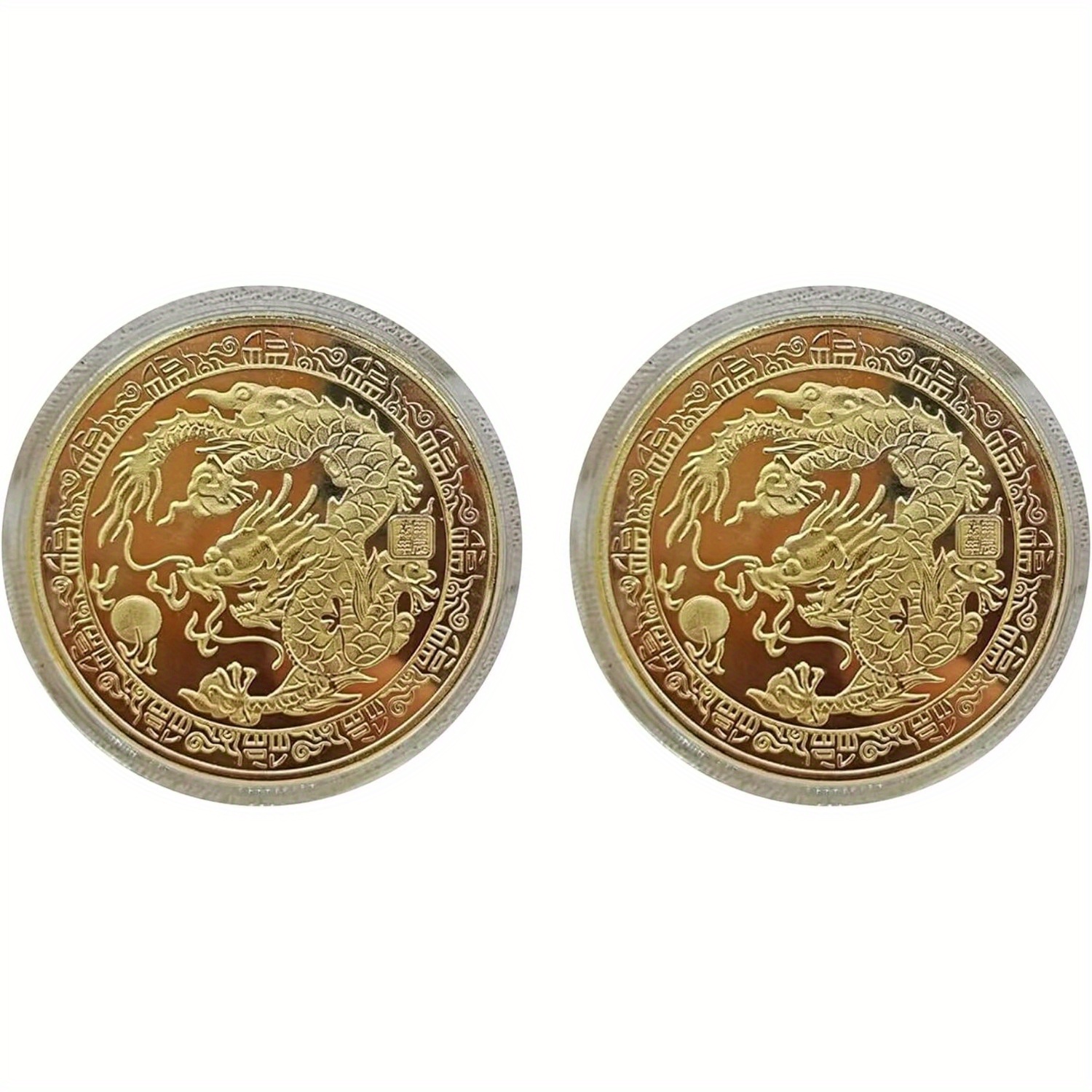 4 Pcs Pièce De Monnaie Chinoise De Style Dragon Année Du Dragon