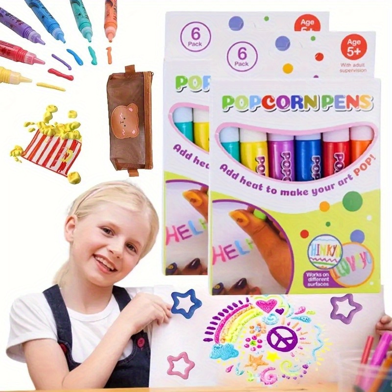 Diy Bubble Popcorn Drawing Pens Magic Puffy Pens - Temu