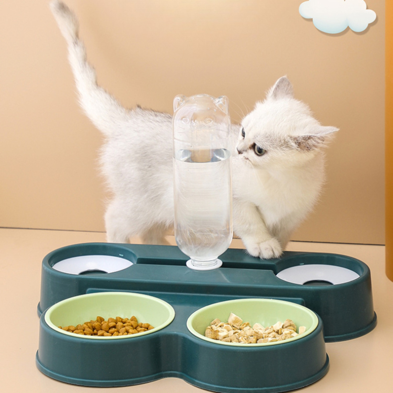 

1pc 2 In 1 Dog Cat Bowls Water And Food Bowl Set, Cat Bowls With Automatic Water Dispenser Bottle And Detachable Cat Dish, Pet Feeder For Small Or Medium Dogs Cats Puppy Kitten Rabbit