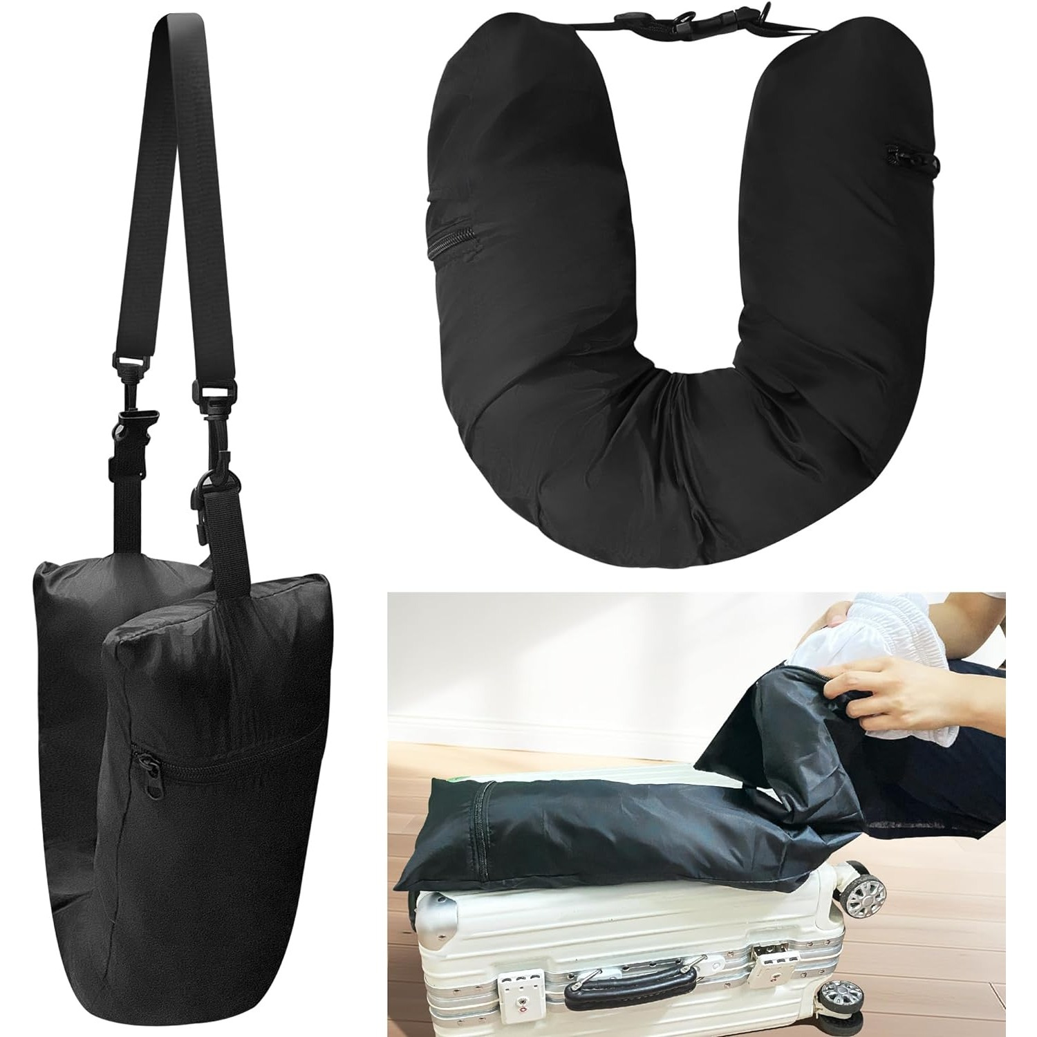 Almohada de viaje rellenable, almohada de cuello de viaje que rellenas con  ropa, se transforma en equipaje adicional sin exceso de tarifas, se adapta