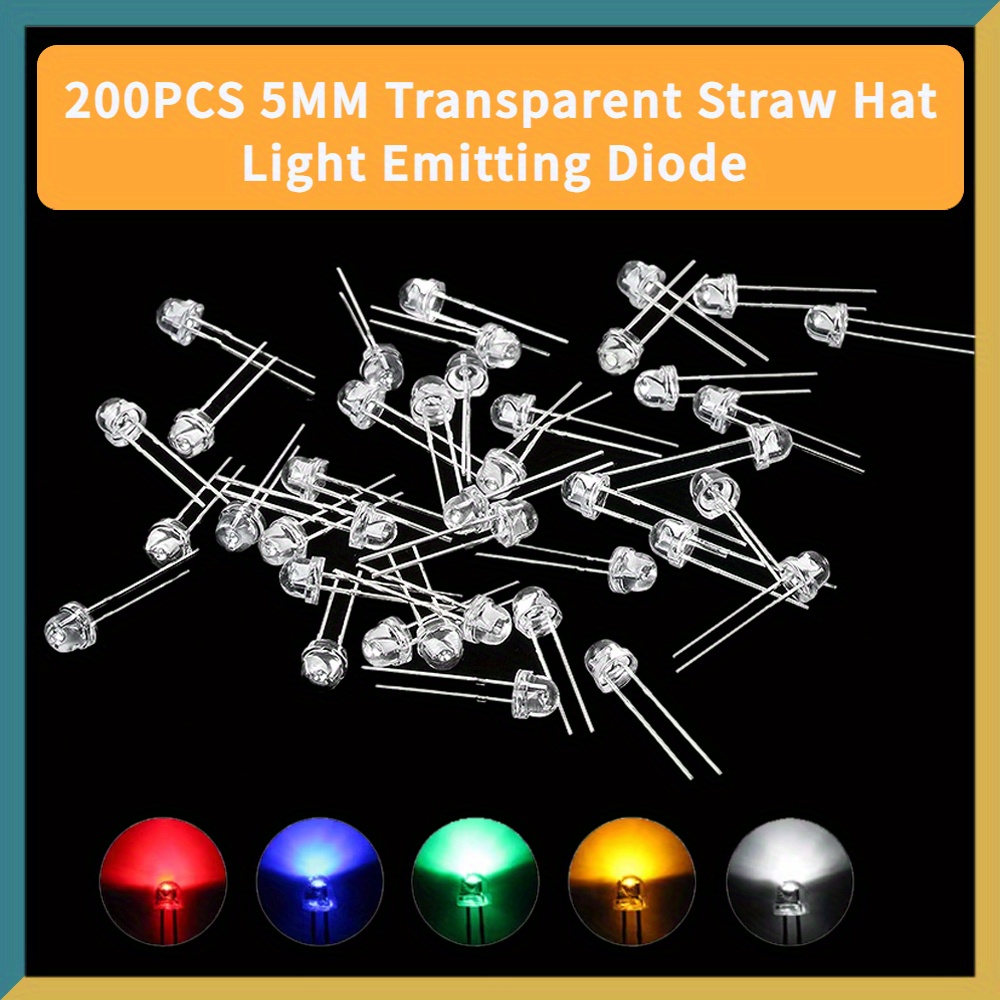 Transparent Straw Hat Light Emitting Diode F5 Blue Green Red - Temu