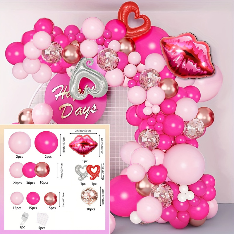 3pcs/1set Globo Número 1 Rojo Rosa Adecuado Para Fiestas - Temu