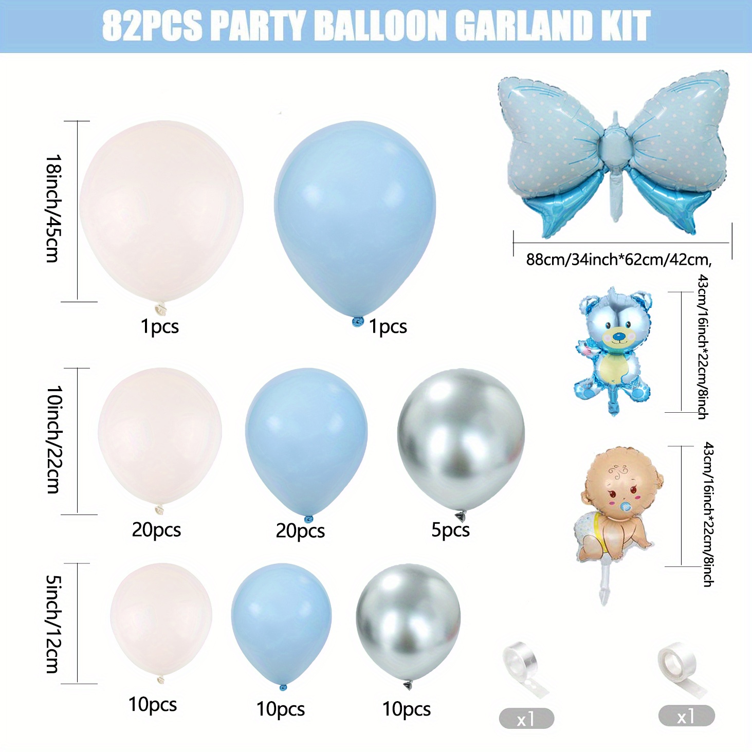 Partywoo Globos Azules Y Blancos 100 Piezas Globos Azules Re