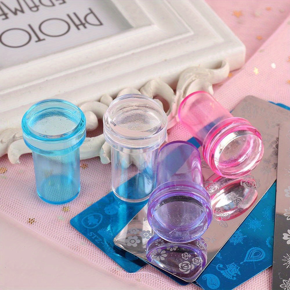 2.8 Cm Head Transparent Jelly Silicone Nail Stamp Spatula With Cap