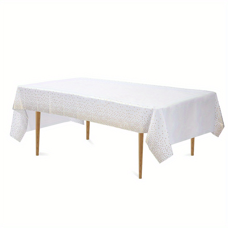 Paquete de 8 manteles rectangulares de plástico blanco y dorado para mesas  rectangulares, manteles de plástico, manteles rectangulares para fiestas