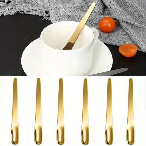 6pcs coffee spoon stainless steel flat spoon for dessert small coffee scoop mixer stirring bar spoon kitchen tableware