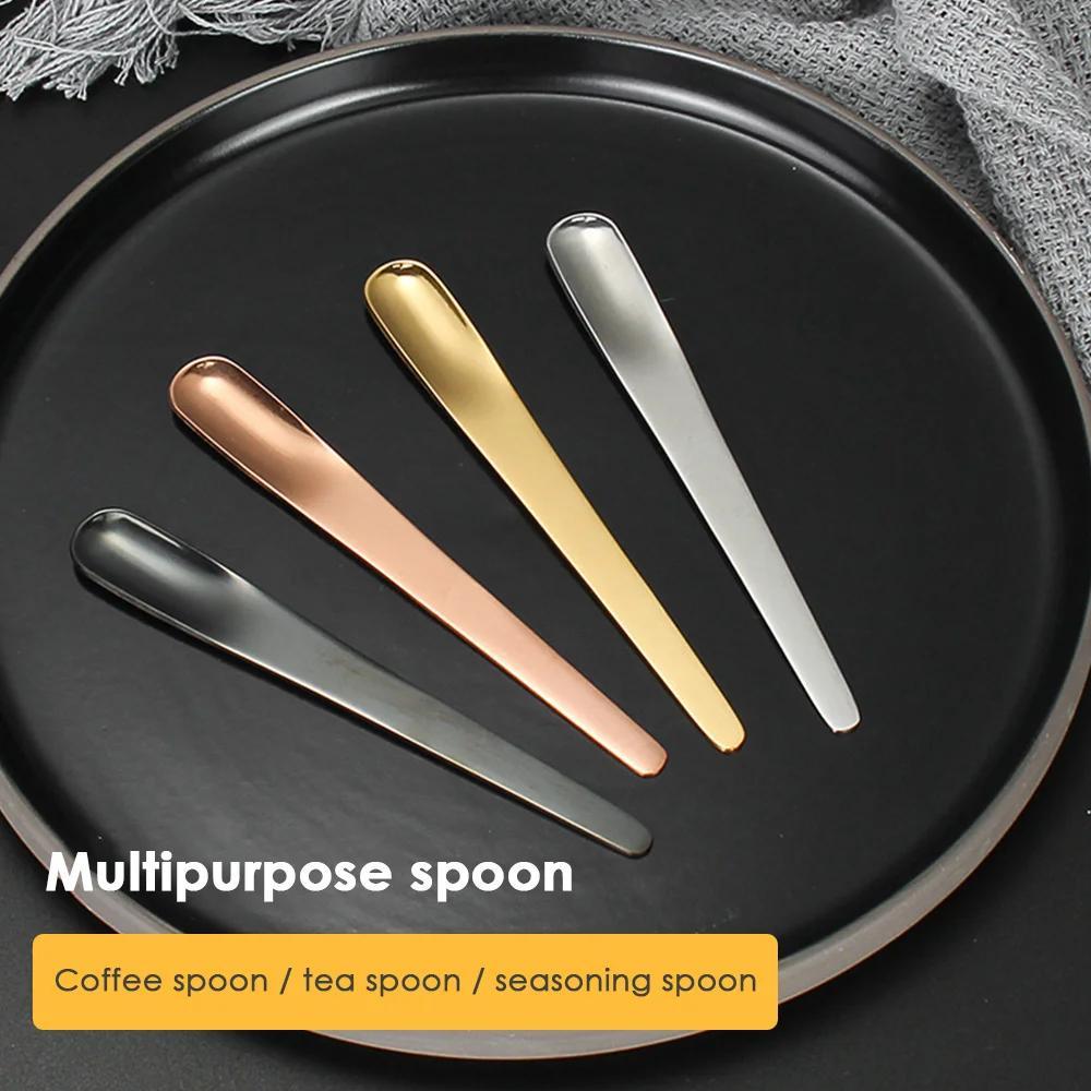 6pcs coffee spoon stainless steel flat spoon for dessert small coffee scoop mixer stirring bar spoon kitchen tableware details 2