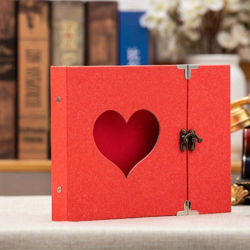 

1 Set Scrapbook Photo Album, 60 Pages Hardcover Vintage Heart Diy Scrapbook Album With Photo Corners For Birthday Gift, Anniversary, Valentine's Day, Christmas, Couples Memory Book