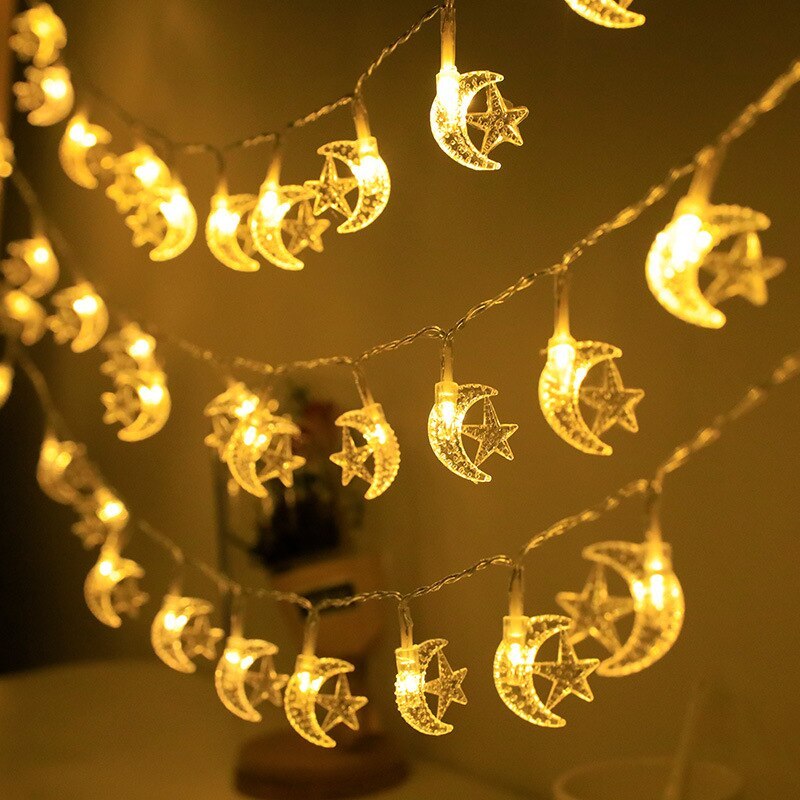 Guirlande lumineuse LED pour la maison Ramadan Kareem Accessoires de  décoration à piles Grande forme de lune RAMADAN
