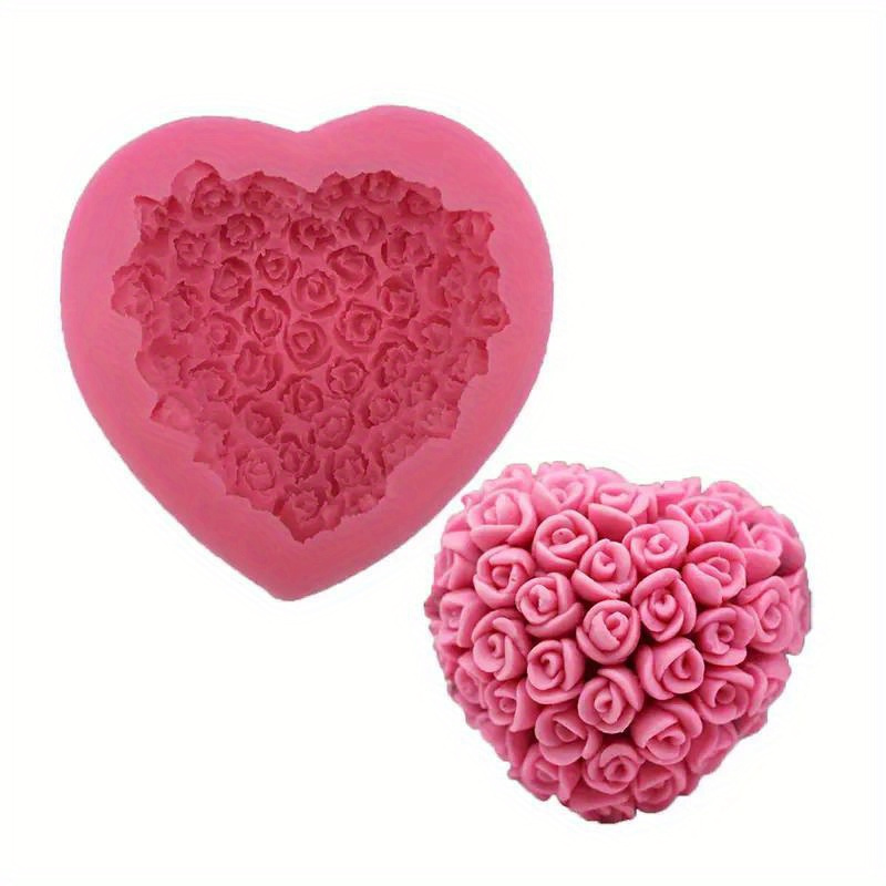 

Romantic 3d Rose & Heart Silicone Mold For Soap, Candles - Valentine's Day & Weddings, Clay Mold