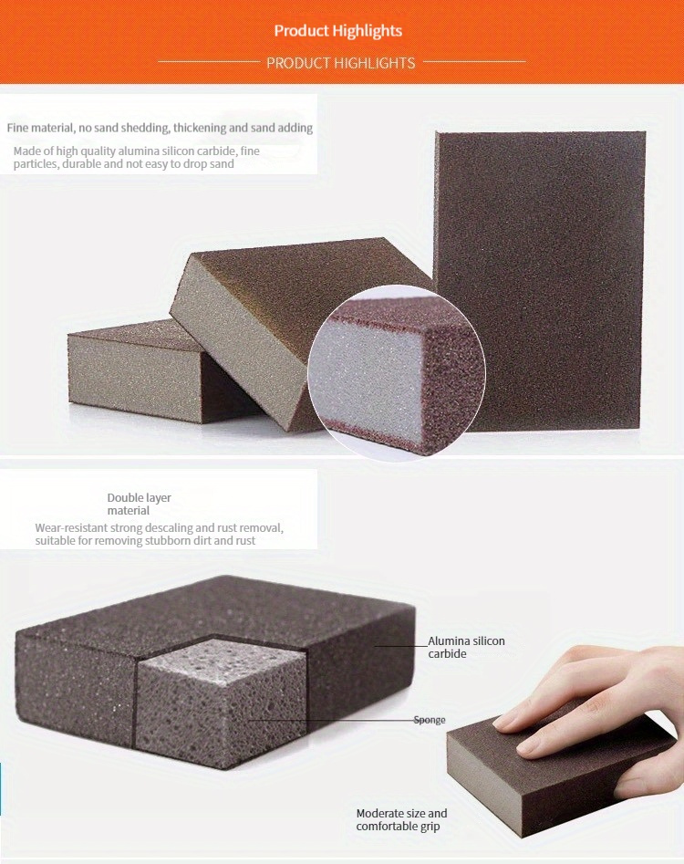 1 3 6 9pcs emery sponge wipe pot bottom cleaning descaling sponge pot sponge brush iron rust removal sponge dishwashing sponge block scouring pads power decontamination cleaning supplies cleaning tool details 3