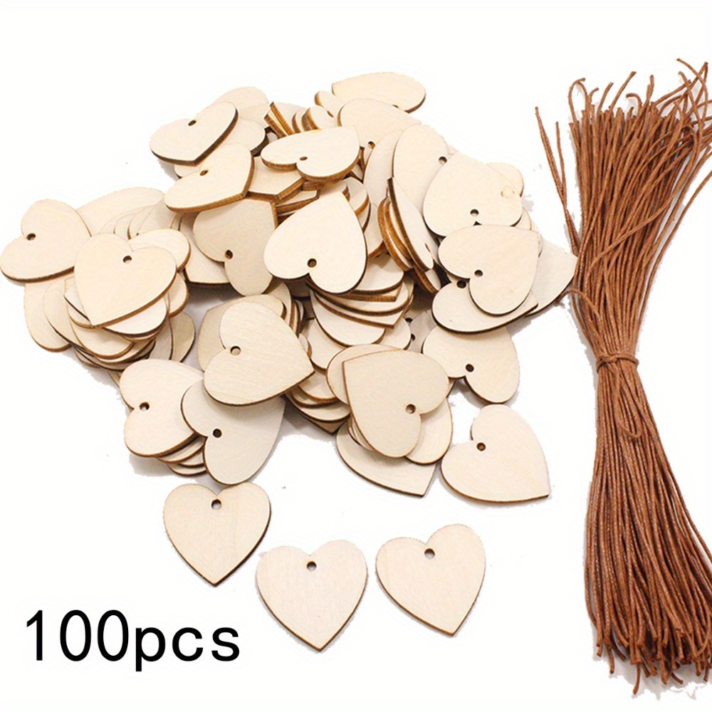 Love Diy Wooden Chips Blank Labels Heart Decor Rustic - Temu