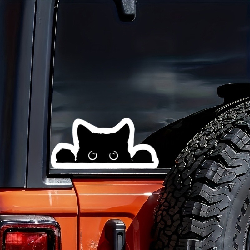 

1pc Peeking Sneaky Cat Sticker Funny Vinyl Waterproof, Cooler Box Decal Car Laptop Wall