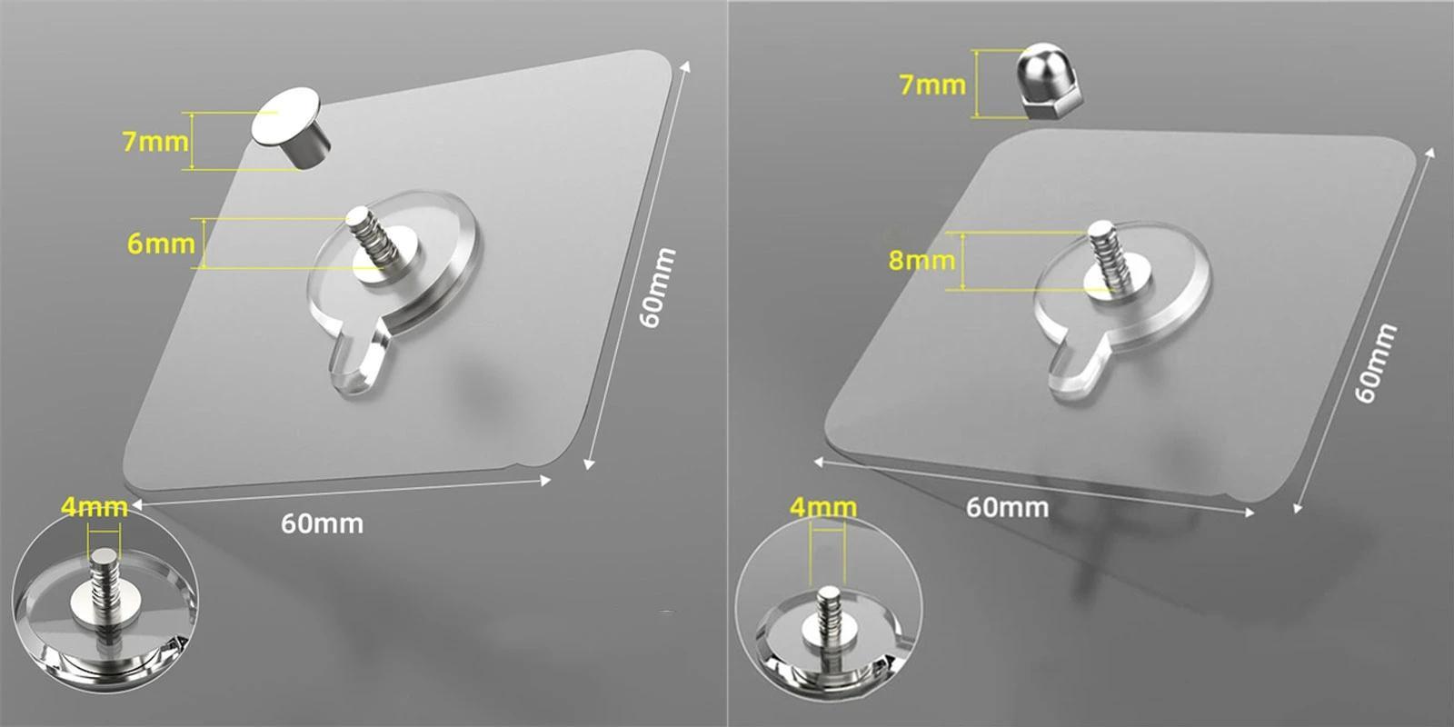 12pcs Vis Sans Trace De Clous Suspendus Au Mur, Autocollants À Vis, Crochets Muraux Sans Perforation Pour Cadre Photo, Peinture, Horloge, Clous Adhésifs Non-trace détails 0