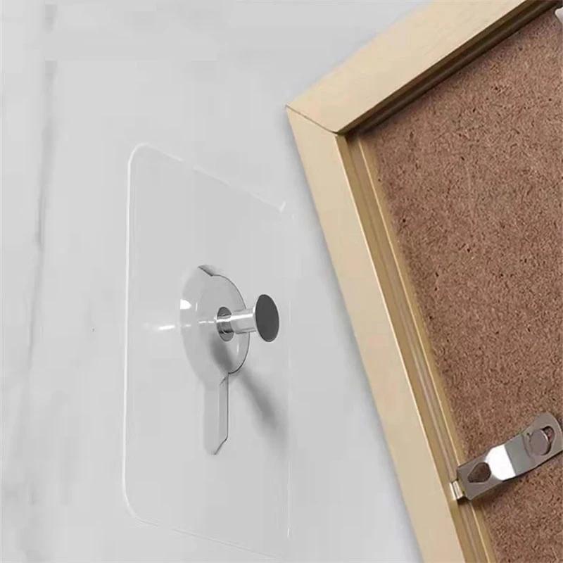 12pcs Vis Sans Trace De Clous Suspendus Au Mur, Autocollants À Vis, Crochets Muraux Sans Perforation Pour Cadre Photo, Peinture, Horloge, Clous Adhésifs Non-trace détails 2