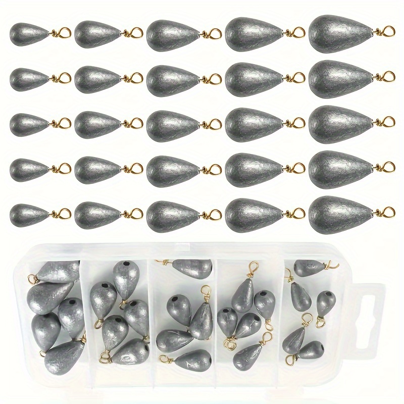 20pcs Drop-shaped Lead Sinker With Twist Ring, Fishing Accessories For  Saltwater